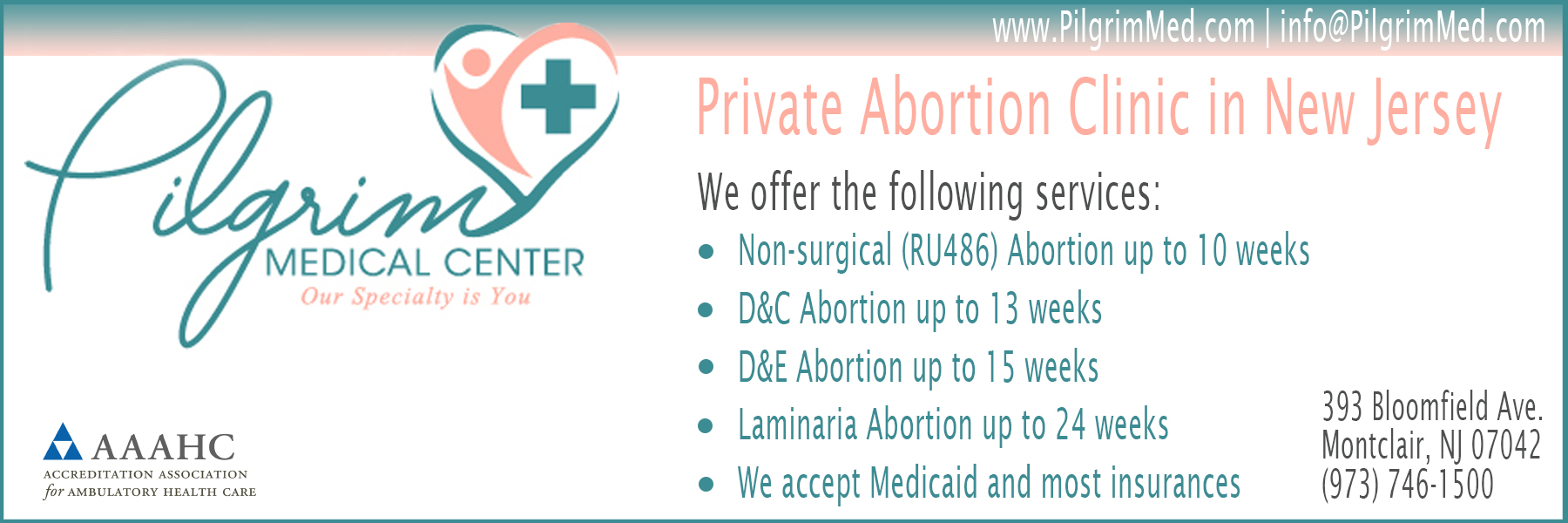 Pilgrim Medical Center - abortion clinic in New Jersey offering Abortion Pill, surgical abortions, in-clinic abortion